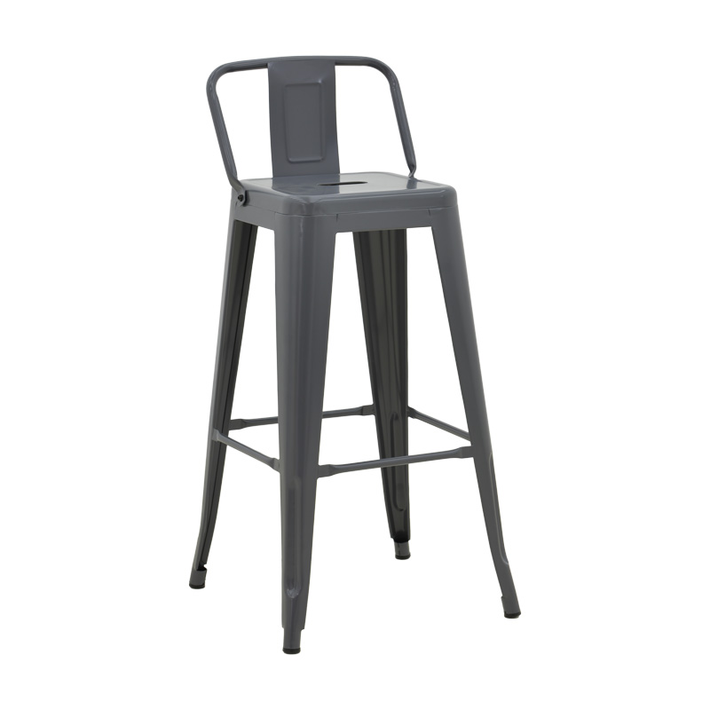 product_pako_270-000034 Σκαμπό μπαρ μεσαίου ύψους με πλάτη Utopia μέταλλο σε ανθρακί απόχρωση 42x42x86εκ - Image 1