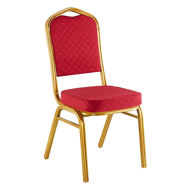 product_pako_270-000035 Καρέκλα συνεδρίου Hilton στοιβαζόμενη ύφασμα κόκκινο-μέταλλο χρυσό 45x51x96εκ - Image 1