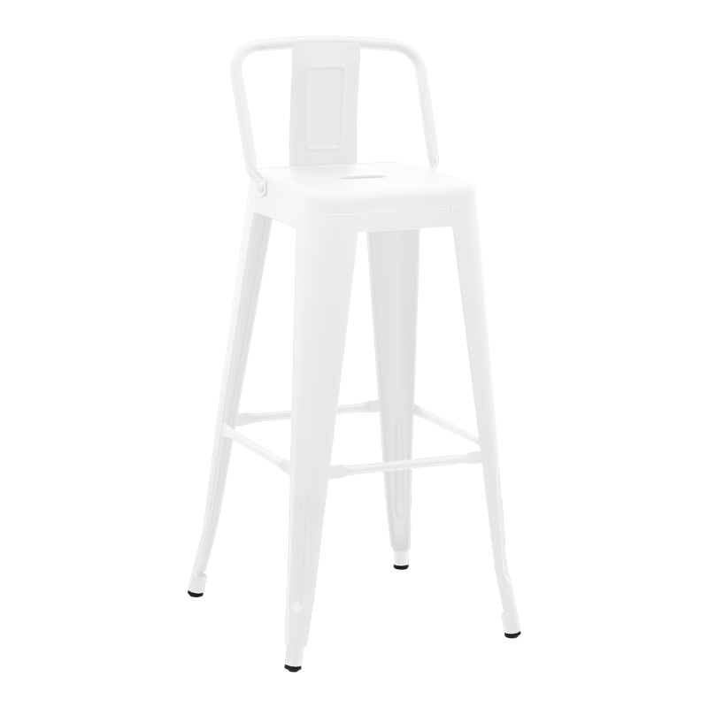 product_pako_270-000054 Σκαμπό μπαρ με πλάτη Utopia μέταλλο σε λευκή ματ απόχρωση 42x42x97εκ - Image 1