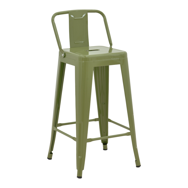 product_pako_270-000058 Σκαμπό μπαρ μεσαίου ύψους με πλάτη Utopia μέταλλο σε λαδί απόχρωση 42x42x86εκ - Image 1