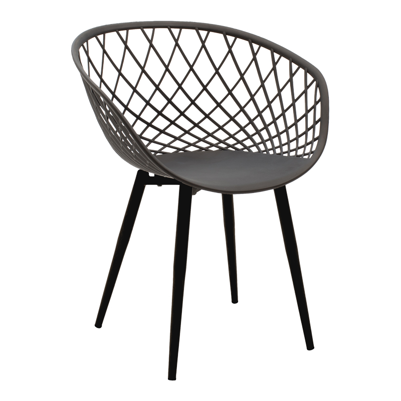 product_pako_270-000073 Πολυθρόνα Ezra ανθρακί pp-πόδι μαύρο μέταλλο 62.5x56x82εκ (Σετ 4 τεμαχίων) - Image 1