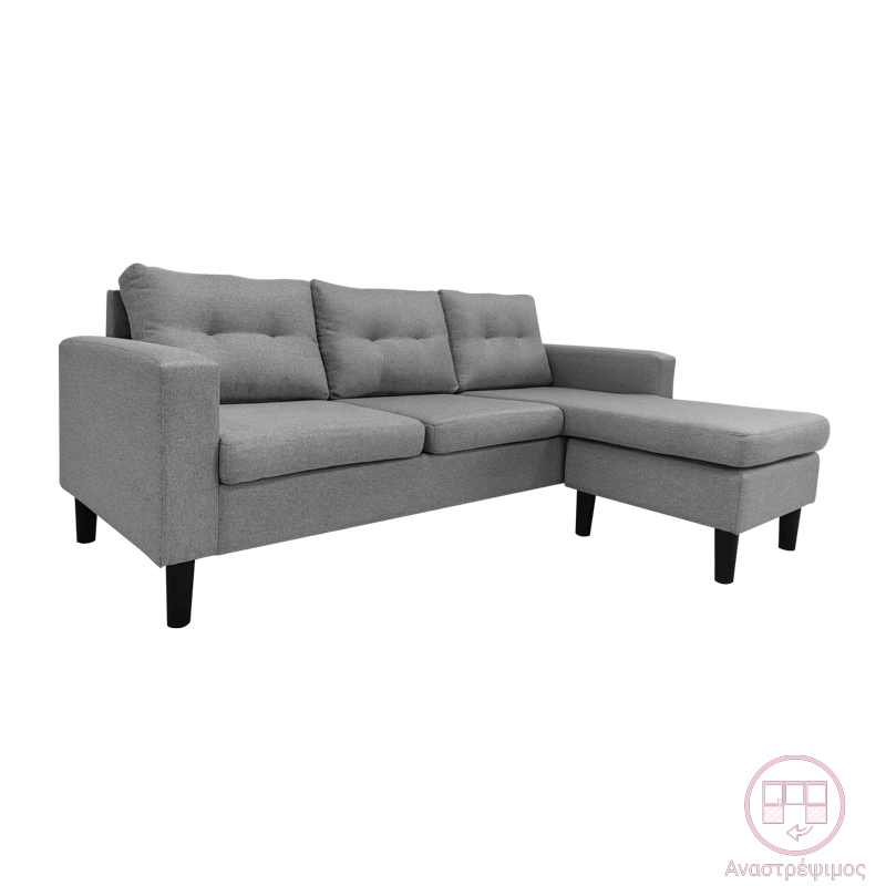 product_pako_272-000001 Γωνιακός καναπές αναστρέψιμος Maneli ύφασμα ανθρακί 196x138/77x82εκ - Image 1
