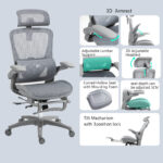 Καρέκλα γραφείου εργασίας Zenyk mesh σε grey απόχρωση 63x70x126εκ - Image 2