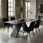 Τραπέζι Meja sintered stone μαύρο μαρμάρου -μεταλλικά πόδια 180x90x76εκ