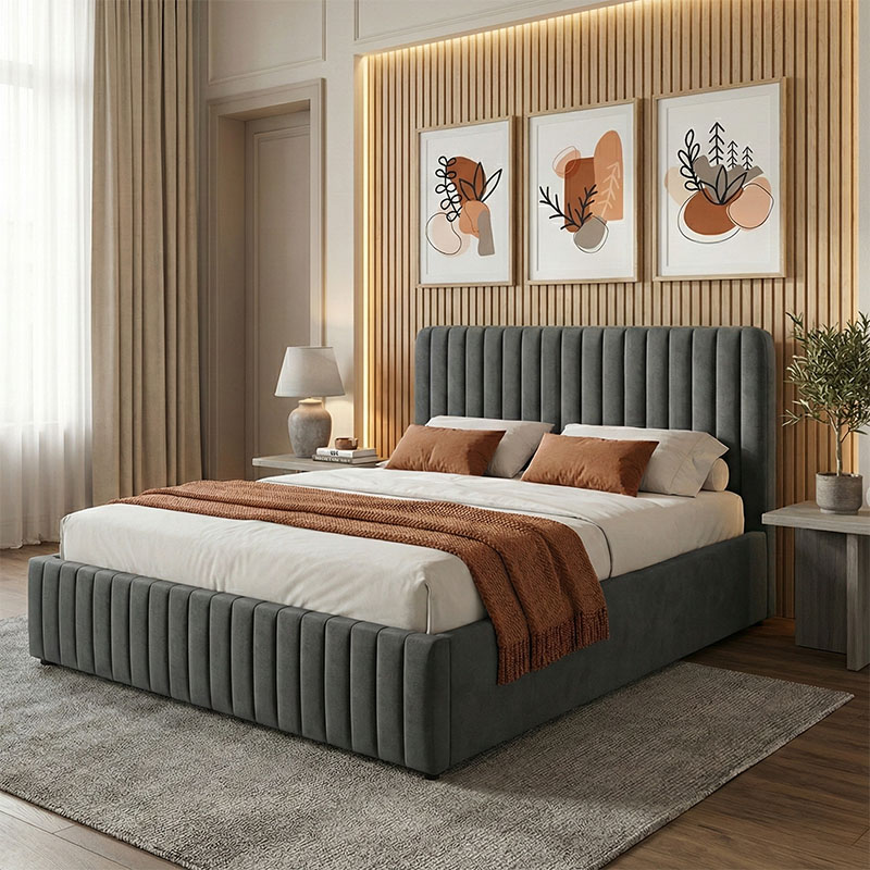 product_pako_279-000001 Κρεβάτι διπλό Zilin ύφασμα ανθρακί με αποθηκευτικό χώρο 160x200εκ - Image 1