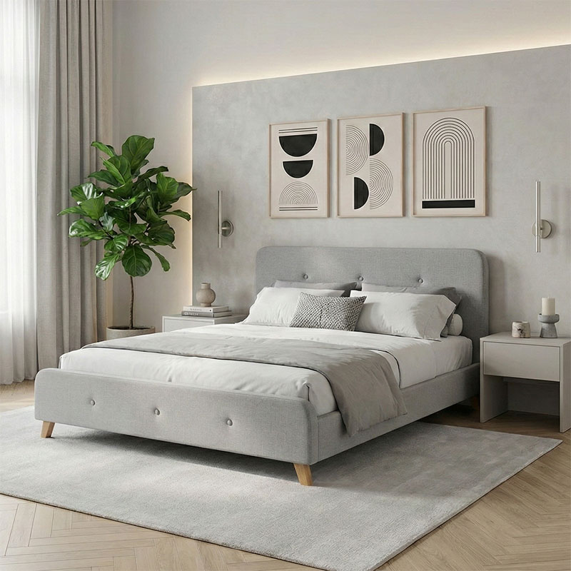product_pako_279-000014 Κρεβάτι διπλό Restel ύφασμα γκρι 160x200εκ - Image 1
