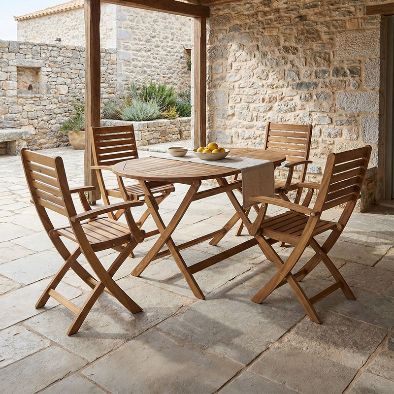 product_pako_282-000029 Τραπεζαρία Gorpo-Falov σετ 5τεμ φυσικό μασίφ ξύλο ακακίας 130x80x72εκ - Image 1