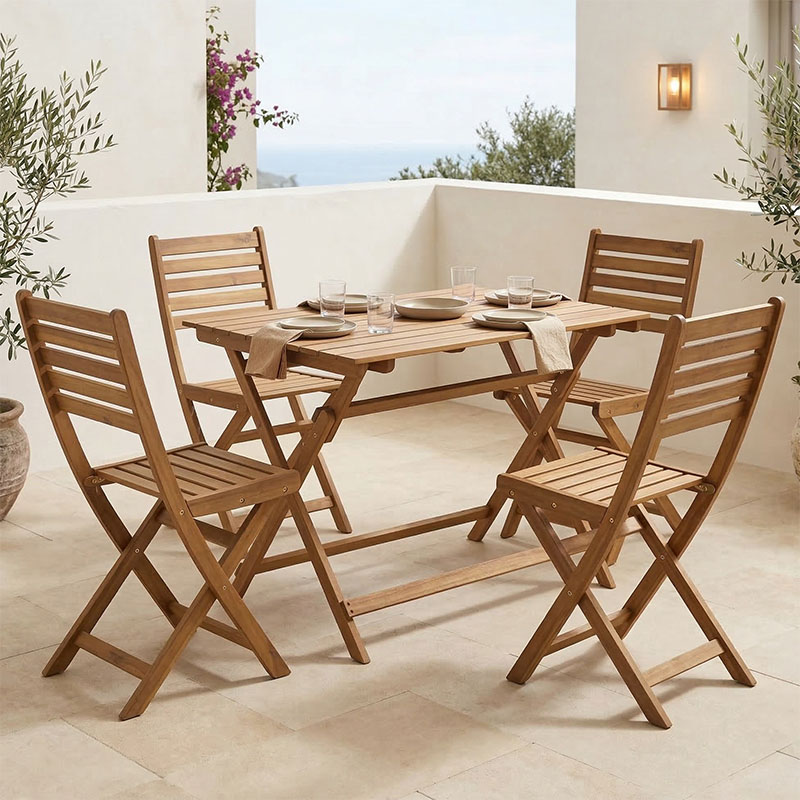 product_pako_282-000041 Τραπεζαρία Fatel-Jaybo σετ 5τεμ πτυσσόμενο φυσικό μασίφ ξύλο ακακίας 100x65x72εκ - Image 1
