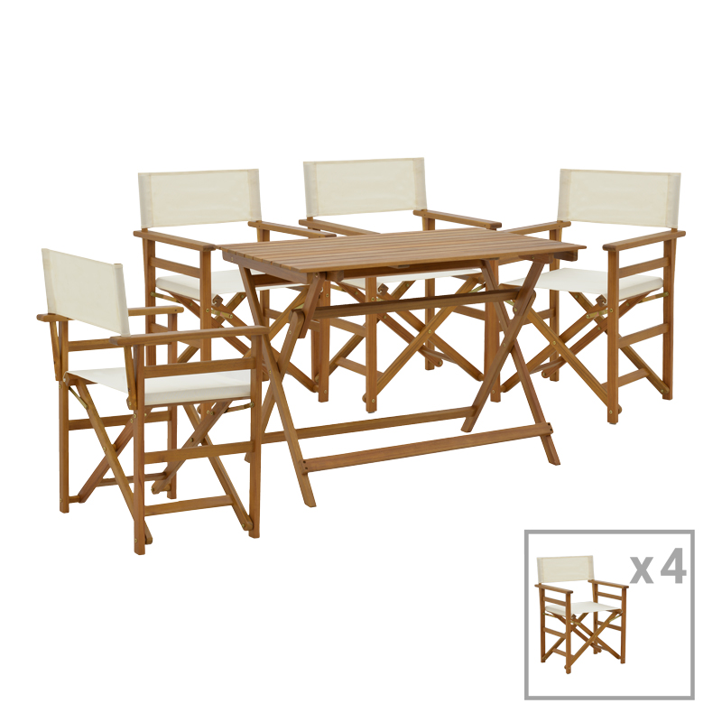 product_pako_282-000054 Τραπεζαρία Bistrual-Jaybo σετ 5τεμ πτυσσόμενο φυσικό μασίφ ξύλο ακακίας 100x65x72εκ - Image 1