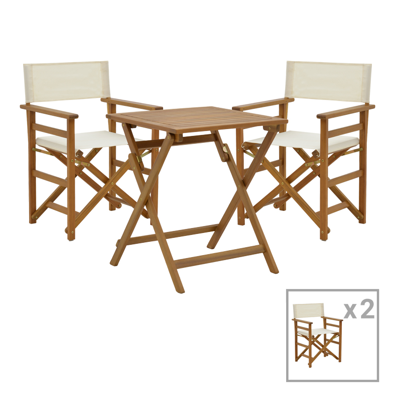 product_pako_282-000057 Τραπεζαρία Bistrual-Perdu σετ 3τεμ πτυσσόμενο φυσικό μασίφ ξύλο ακακίας 60x60x72εκ - Image 1