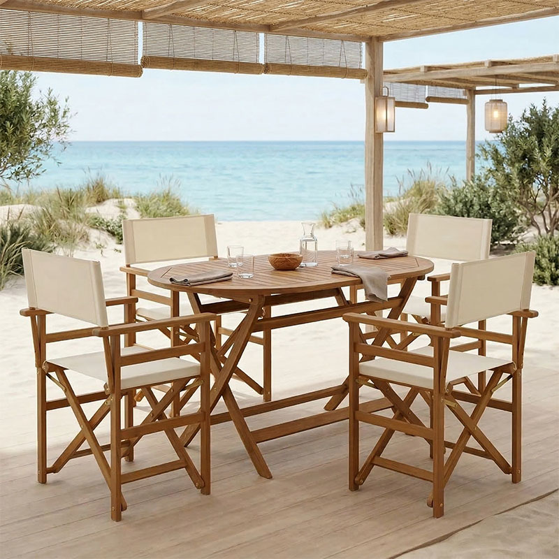 product_pako_282-000058 Τραπεζαρία Bistrual-Falov σετ 5τεμ πτυσσόμενο φυσικό μασίφ ξύλο ακακίας 130x80x72εκ - Image 1