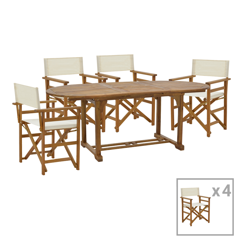 product_pako_282-000060 Τραπεζαρία Bistrual-Sopho σετ 5τεμ επεκτεινόμενο φυσικό μασίφ ξύλο ακακίας 200/150x100x75εκ - Image 1