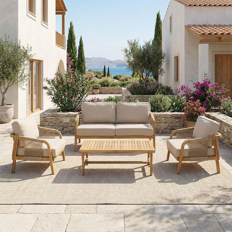 product_pako_282-000062 Σαλόνι εξωτερικού χώρου Malibu II ξύλο ακακίας με σχοινί σε φυσική απόχρωση και μπεζ μαξιλάρια - Image 1