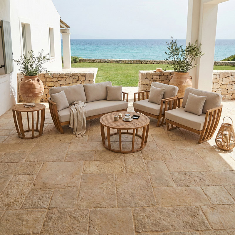 product_pako_282-000064 Σαλόνι εξωτερικού χώρου Eron II ξύλο ακακίας σε φυσική απόχρωση και μπεζ μαξιλάρια - Image 1