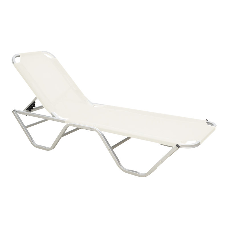 product_pako_283-000001 Ξαπλώστρα Dessie αλουμινίου στοιβαζόμενη textilene εκρού 56x188x30εκ - Image 1