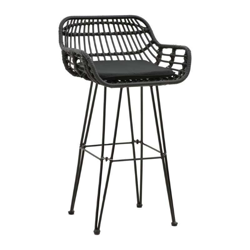 product_pako_286-000007 Σκαμπό μπαρ Naoki με μαξιλάρι pe μαύρο-μέταλλο μαύρο πόδι 52x50x90εκ - Image 1