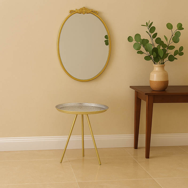 product_pako_287-000013 Βοηθητικό τραπέζι Jacksie Inart χρυσό μέταλλο Φ51x54εκ - Image 1