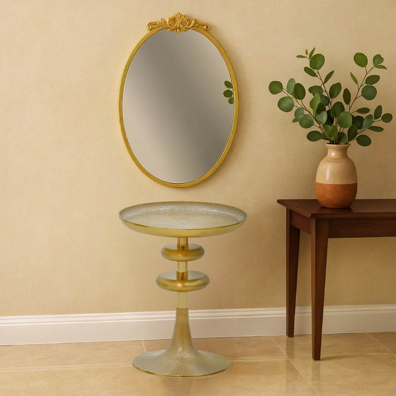 product_pako_287-000021 Βοηθητικό τραπέζι Trego I Inart χρυσό-λευκό μέταλλο Φ33x42εκ - Image 1