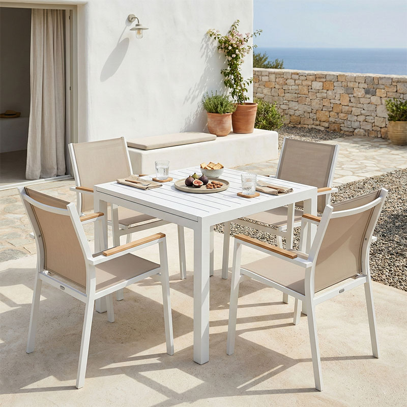 product_pako_288-000014 Τραπεζαρία Kliton - Azelie σετ 5τεμ αλουμίνιο σε λευκή απόχρωση 80x80x74εκ - Image 1