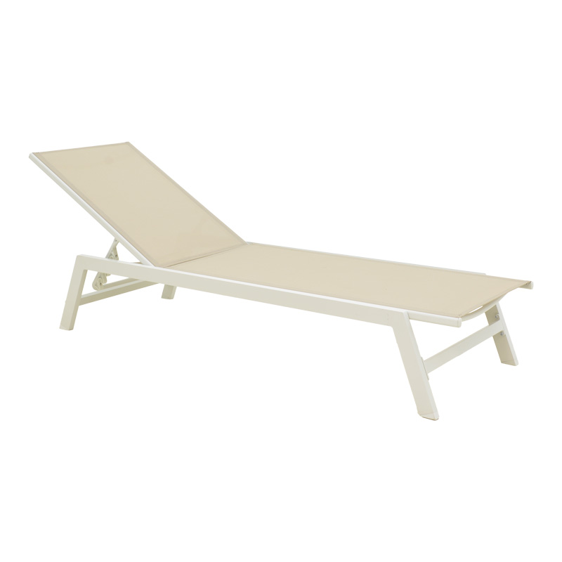 product_pako_288-000019 Ξαπλώστρα Boka λευκό αλουμίνιο και textilene σε μπεζ απόχρωση 60x192x31εκ - Image 1