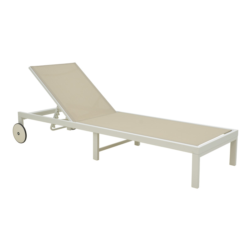 product_pako_288-000021 Ξαπλώστρα Mailo λευκό αλουμίνιο και textilene σε μπεζ απόχρωση 71x206x30εκ - Image 1
