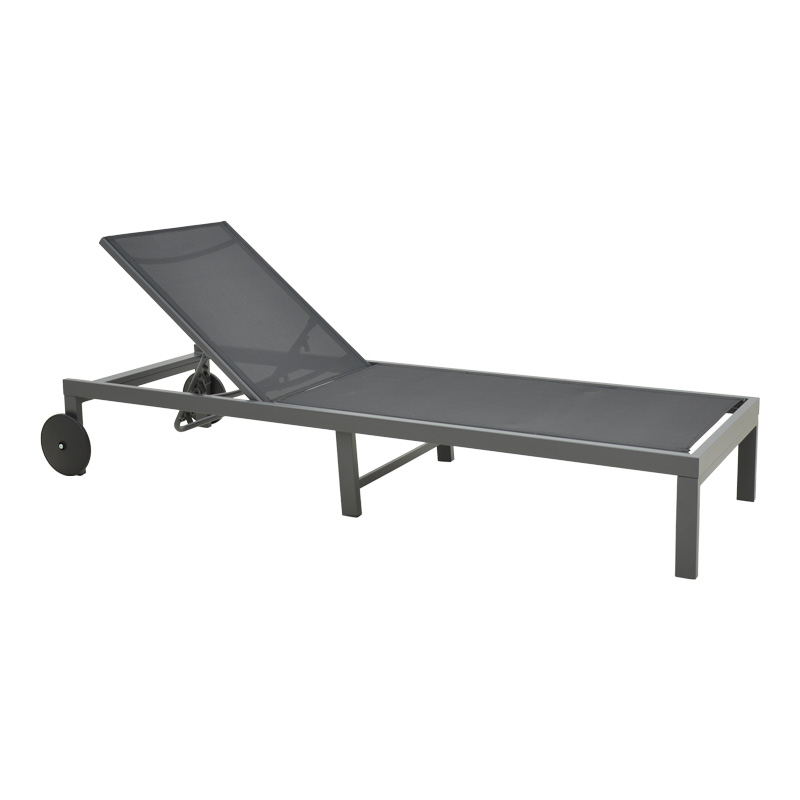 product_pako_288-000022 Ξαπλώστρα Mailo ανθρακί αλουμίνιο και textilene σε μαύρη απόχρωση 71x206x30εκ - Image 1