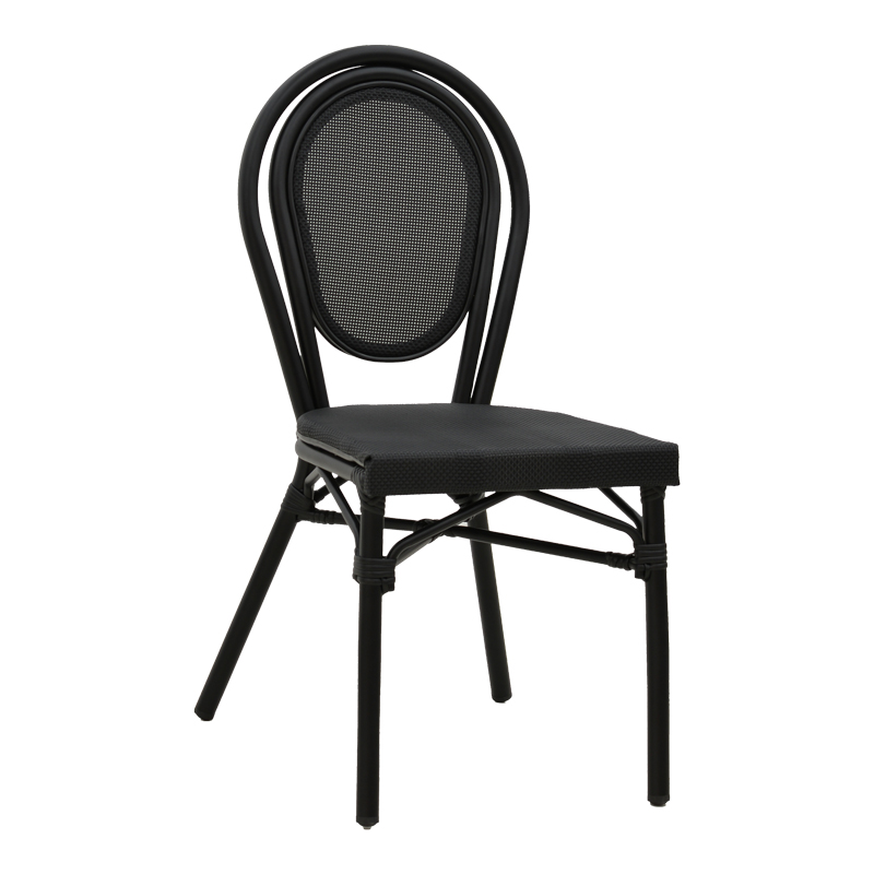 product_pako_289-000006 Καρέκλα Nacia στοιβαζόμενη μαύρο αλουμίνιο-μαύρο textilene 45x59x85εκ - Image 1