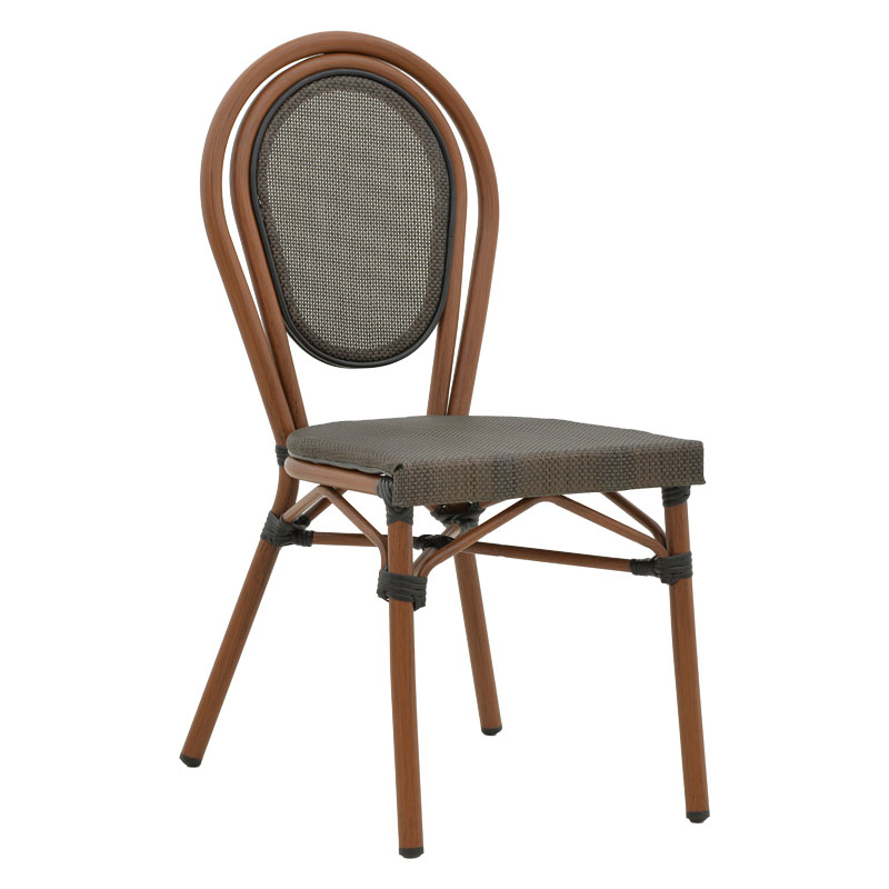 product_pako_289-000007 Καρέκλα Nacia στοιβαζόμενη καρυδί αλουμίνιο-γκρι textilene 45x59x85εκ - Image 1