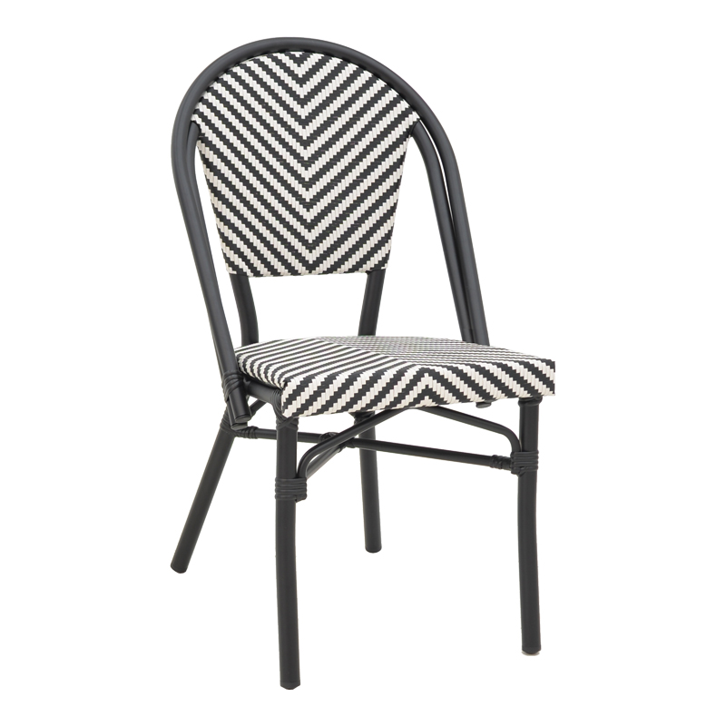 product_pako_289-000012 Καρέκλα Uamrin στοιβαζόμενη μαύρο αλουμίνιο-ασπρόμαυρο pe rattan 46x57x85εκ - Image 1