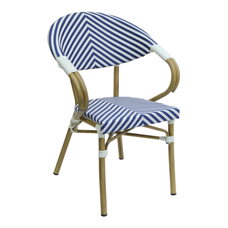 product_pako_289-000015 Πολυθρόνα Isaia στοιβαζόμενη φυσικό αλουμίνιο-λευκό και μπλε pe rattan 57x57x83εκ - Image 1