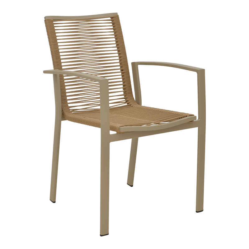 product_pako_289-000016 Πολυθρόνα Jonian στοιβαζόμενη σαμπανιζέ αλουμίνιο-textilene σε φυσική απόχρωση 57x63x83εκ - Image 1