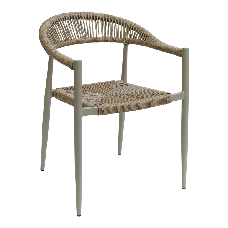 product_pako_289-000018 Πολυθρόνα Fagen στοιβαζόμενη σαμπανιζέ αλουμίνιο-rattan pe σε φυσική απόχρωση 56x60x78εκ - Image 1