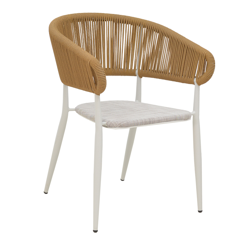 product_pako_291-000004 Πολυθρόνα αλουμινίου Raven στοιβαζόμενη λευκός σκελετός-φυσικό textilene-rattan 57x62x78εκ - Image 1