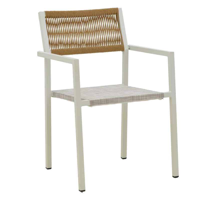 product_pako_291-000017 Πολυθρόνα αλουμινίου Savor στοιβαζόμενη λευκός σκελετός-textilene φυσικό rattan 55x58x83εκ - Image 1