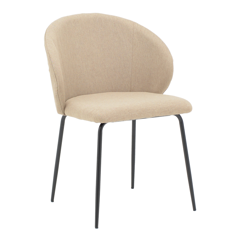product_pako_292-000043 Καρέκλα Olympian ύφασμα σε μπεζ απόχρωση με μαύρο μεταλλικό πόδι 50x55x83εκ - Image 1
