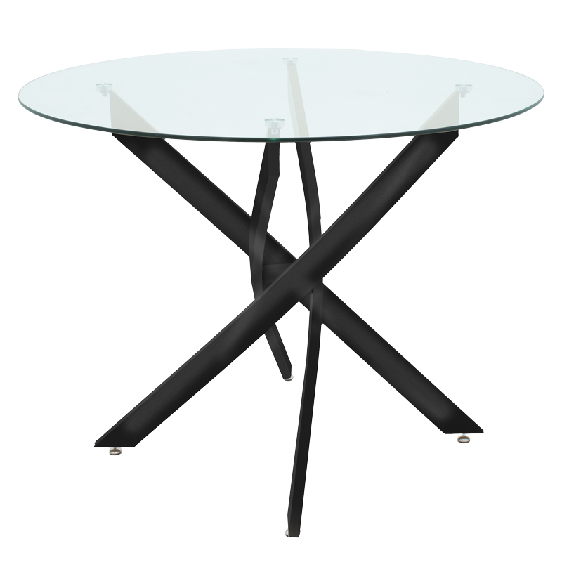 product_pako_292-000060 Τραπέζι Antoro γυαλί και μεταλλικά πόδια σε μαύρη απόχρωση Φ80x75εκ - Image 1