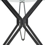 Τραπέζι Dezous γυαλί-πόδι μαύρο μέταλλο Φ70x75εκ - Image 3
