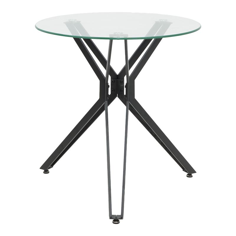 product_pako_292-000066 Τραπέζι Dezous γυαλί-πόδι μαύρο μέταλλο Φ70x75εκ - Image 1