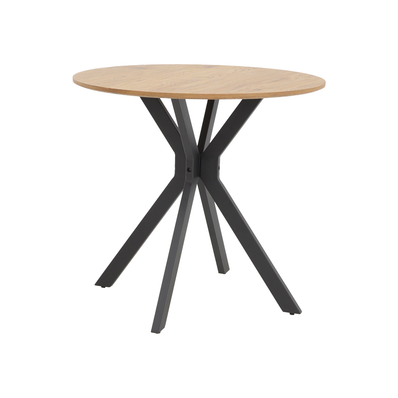 product_pako_292-000071 Τραπέζι Xuson φυσικό mdf-πόδι μαύρο μέταλλο Φ80x75εκ - Image 1