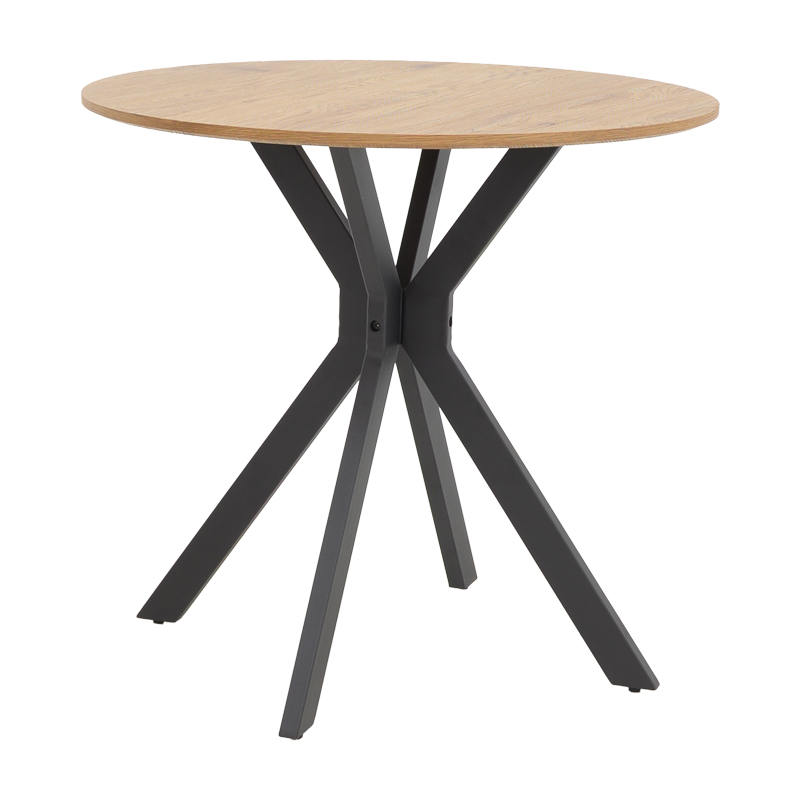 product_pako_292-000074 Τραπέζι Xuson φυσικό mdf-πόδι μαύρο μέταλλο Φ120x75εκ - Image 1