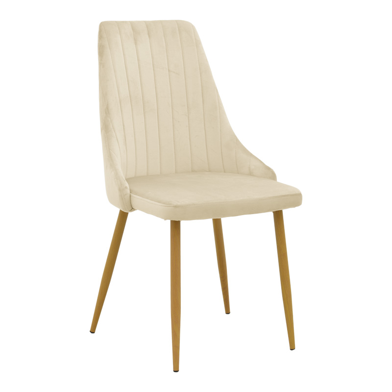 product_pako_292-000078 Καρέκλα Azori μπεζ βελούδο με πόδι μετάλλου σε φυσική απόχρωση 49x55x85εκ (Σετ 2 τεμαχίων) - Image 1