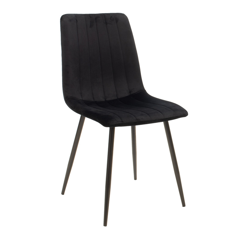 product_pako_292-000081 Καρέκλα Noor μαύρο βελούδο με πόδι μετάλλου σε μαύρη απόχρωση 44x53x86εκ (Σετ 4 τεμαχίων) - Image 1