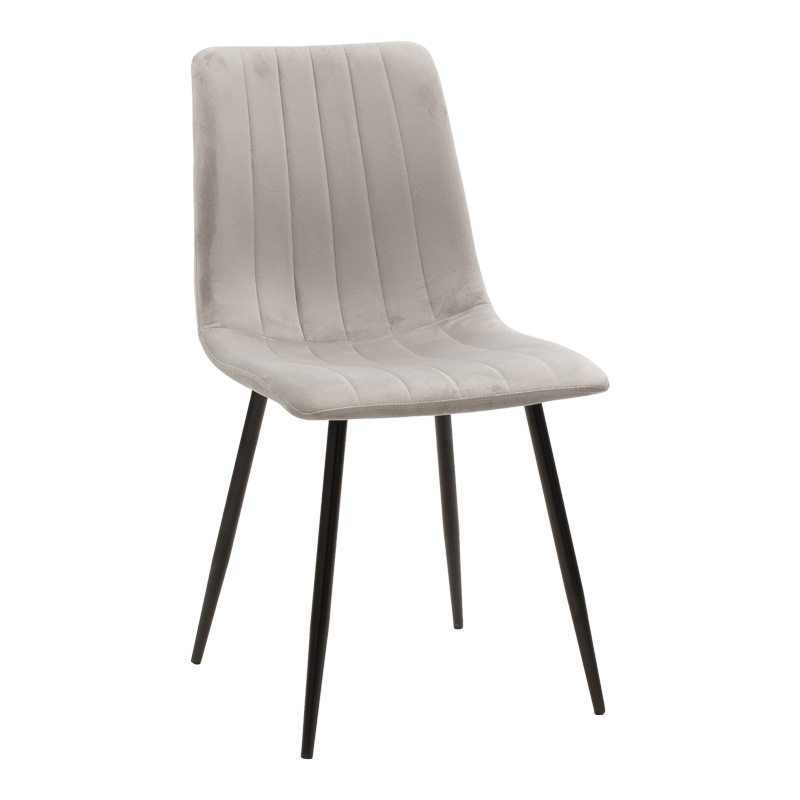 product_pako_292-000082 Καρέκλα Noor γκρι βελούδο με πόδι μετάλλου σε μαύρη απόχρωση 44x53x86εκ (Σετ 4 τεμαχίων) - Image 1