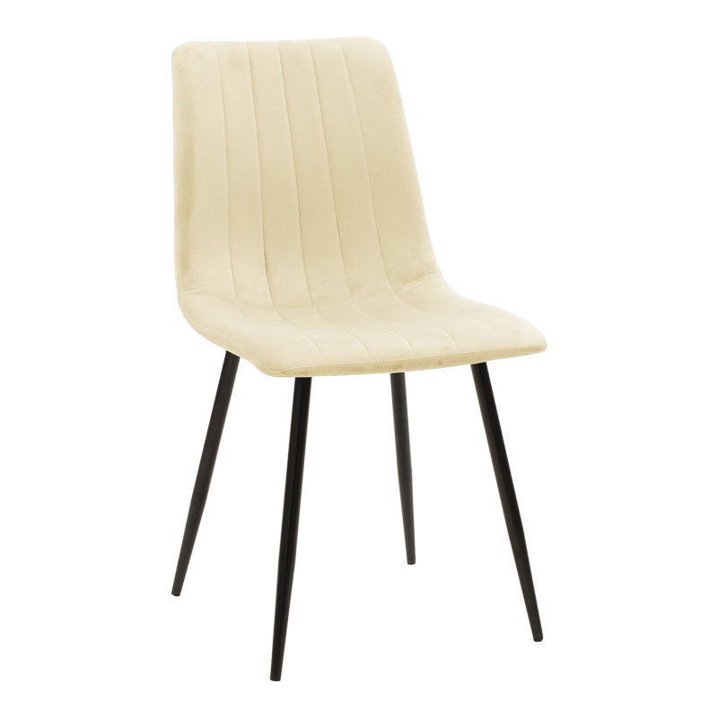 product_pako_292-000086 Καρέκλα Noor μπεζ ύφασμα με πόδι μετάλλου σε μαύρη απόχρωση 44x53x86εκ (Σετ 4 τεμαχίων) - Image 1
