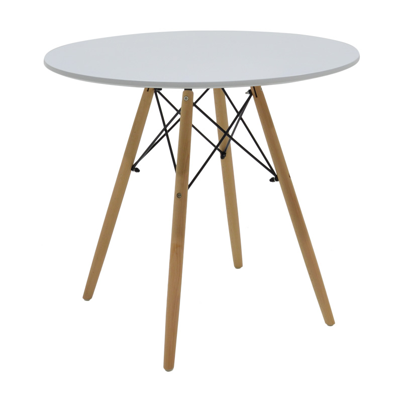 product_pako_292-000104 Τραπέζι Julita MDF λευκό-πόδια σε φυσική απόχρωση Φ80x73εκ - Image 1