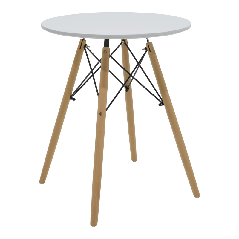 product_pako_292-000110 Τραπέζι Julita MDF λευκό και ξύλο οξιάς σε φυσική απόχρωση Φ60x73εκ - Image 1