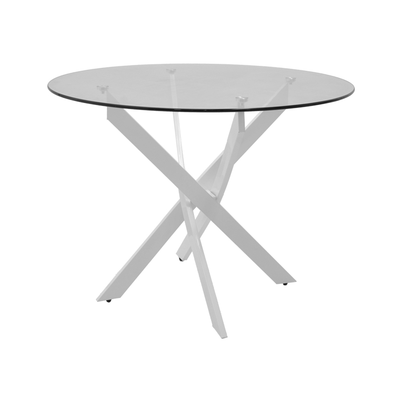 product_pako_292-000114 Τραπέζι Antoro γυαλί και μεταλλικά πόδια σε λευκή απόχρωση Φ80x75εκ - Image 1