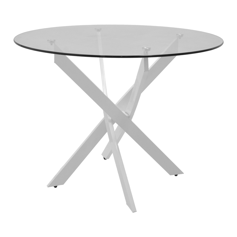 product_pako_292-000115 Τραπέζι Antoro γυαλί και μεταλλικά πόδια σε λευκή απόχρωση Φ100x75εκ - Image 1