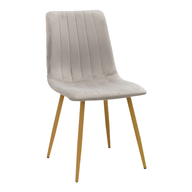 product_pako_292-000119 Καρέκλα Noor βελούδο γκρι - πόδια σε φυσική απόχρωση 44x53x86εκ (Σετ 4 τεμαχίων) - Image 1