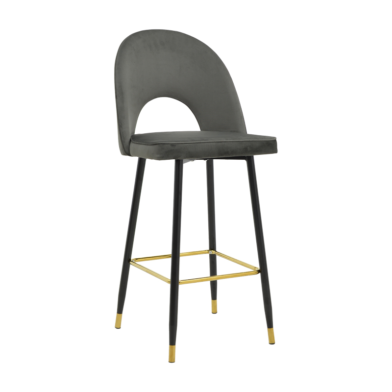 product_pako_292-000125 Σκαμπό μπαρ μεσαίου ύψους Casenio ανθρακί βελούδο-πόδι μαύρο με χρυσό μέταλλο 48x50x107εκ (Σετ 2 τεμαχίων) - Image 1